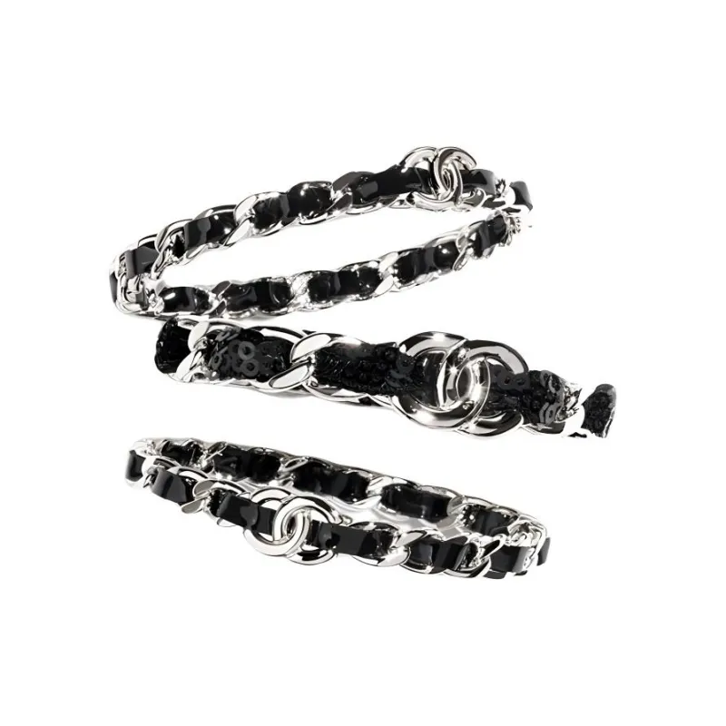 CHANEL Metal Bangles Women's Black-0