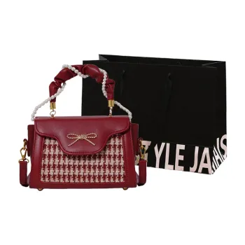 Cwatcun PU Plush Crossbody One Shoulder Handbags Regular Women's Red PU Style/Red Fleece Style