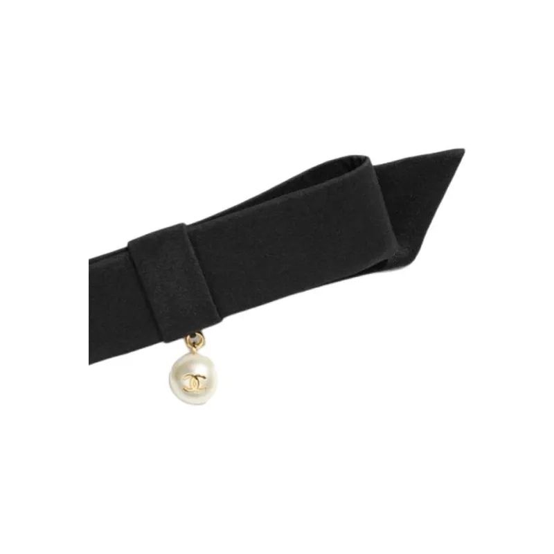 CHANEL Silk Hair Clips Women's Black-1