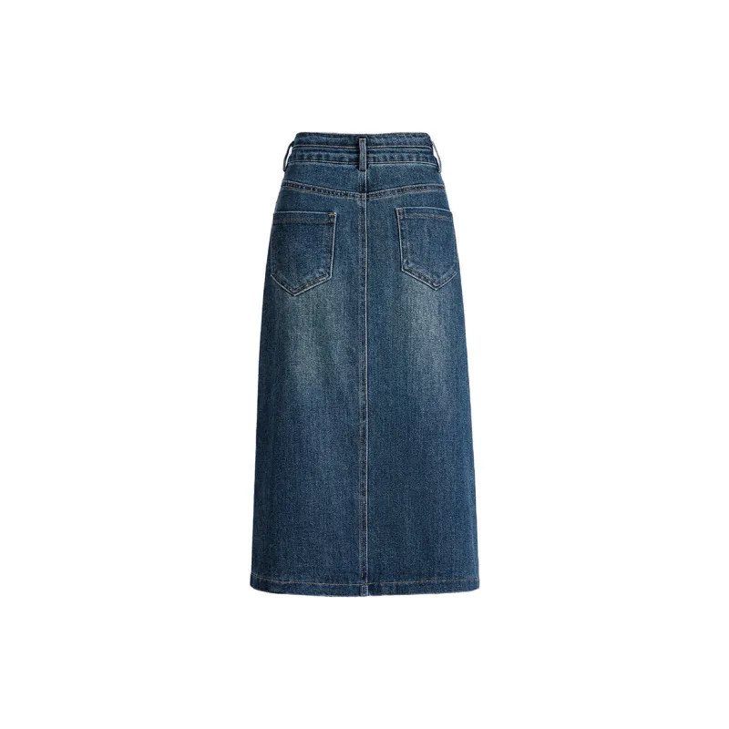Cypress House Denim Long Skirt Women's Vintage Dark Blue-1