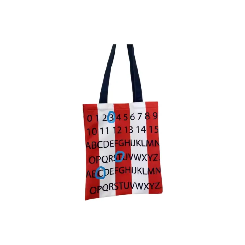 3omeTHINGCHIC Polyester Shopping Bag Reusable Bag Handbag Shoulder Bag Regular Unisex Red & White-1