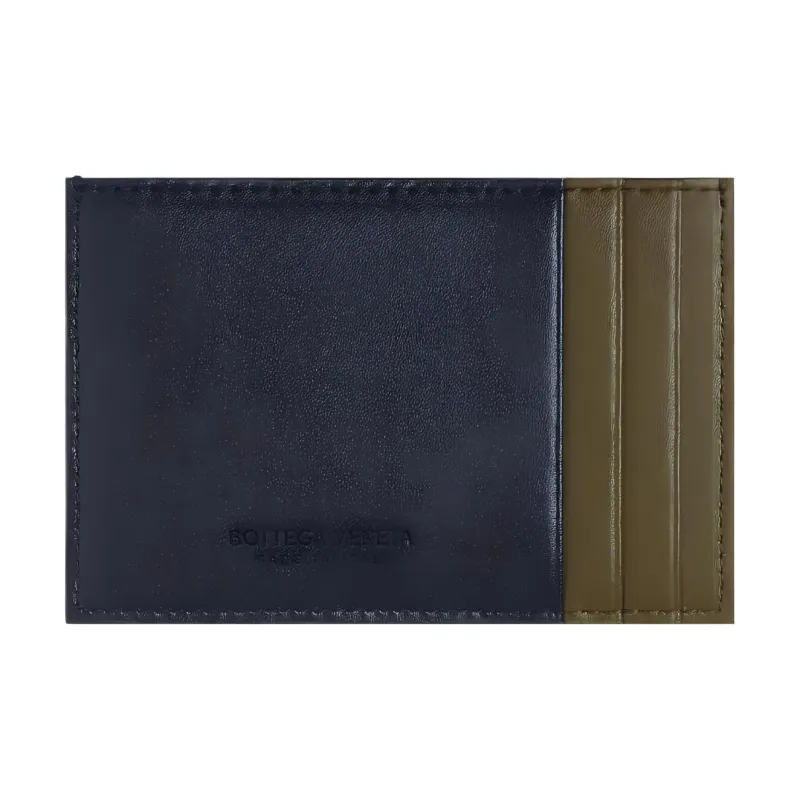 Bottega Veneta CASSETTE Cow Leather Card Holder Men's Space Blue & Mud Brown-1