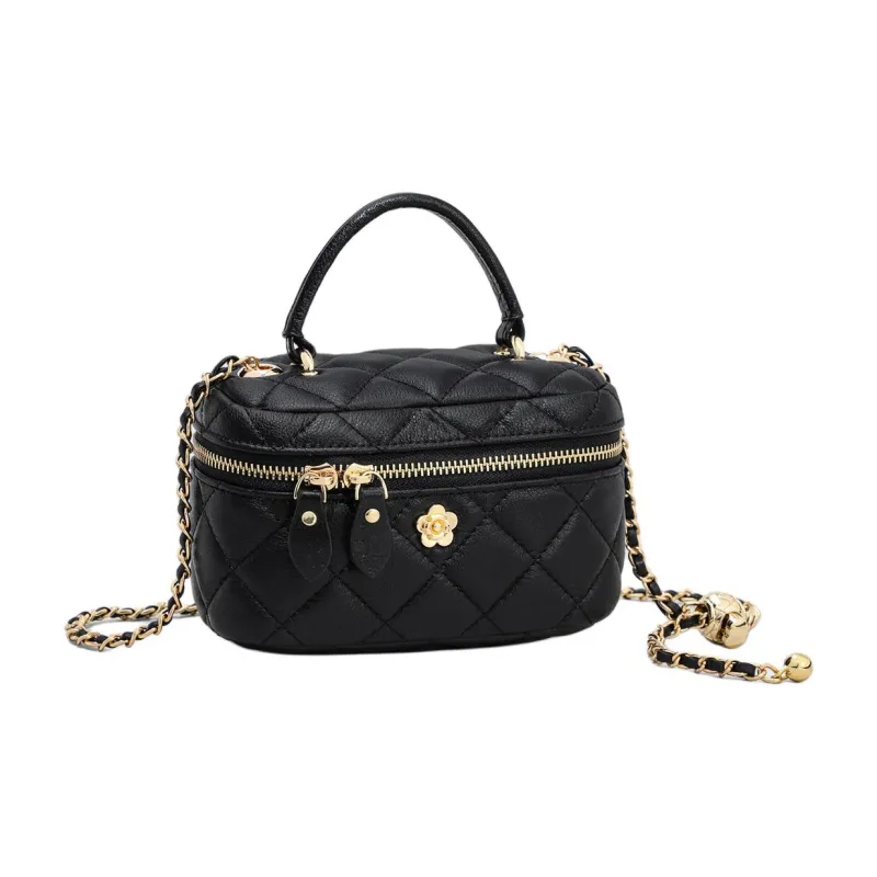 MILLIE'S Cow Leather Box Bag, Shoulder Bag, Crossbody Bag, Handbag Women's Black/White-3
