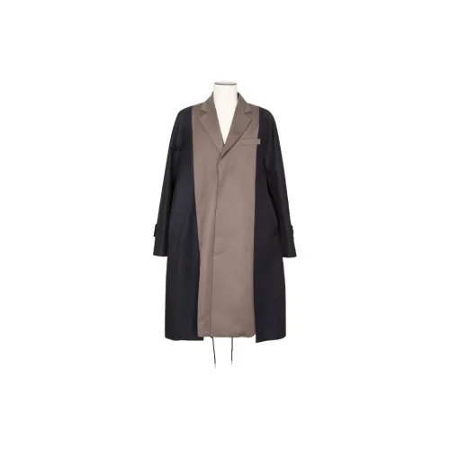 Sacai SS25 Coats Men Taupe/Marine Blue