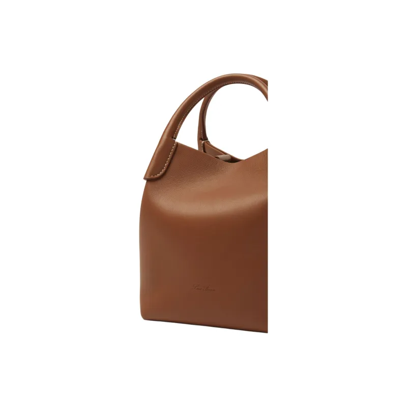 Loro Piana Cow Leather Bucket Bag, Shoulder Bag, Crossbody Bag, Handbag Trumpets Women's Mole Gray-3