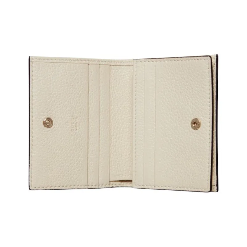 GUCCI GG Emblem Grain Leather Wallet Mini Women's Ivory-1