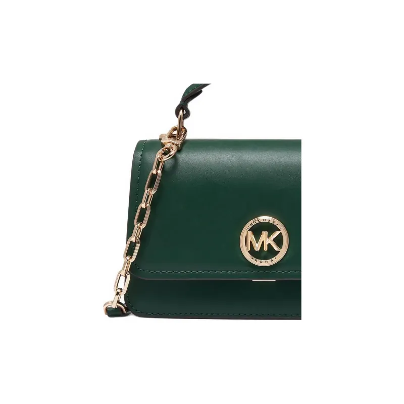 MICHAEL KORS Delancey Cow Leather, Split Cow Leather Shoulder Bag, Crossbody Bag, Handbag Small Size Women's Green-4
