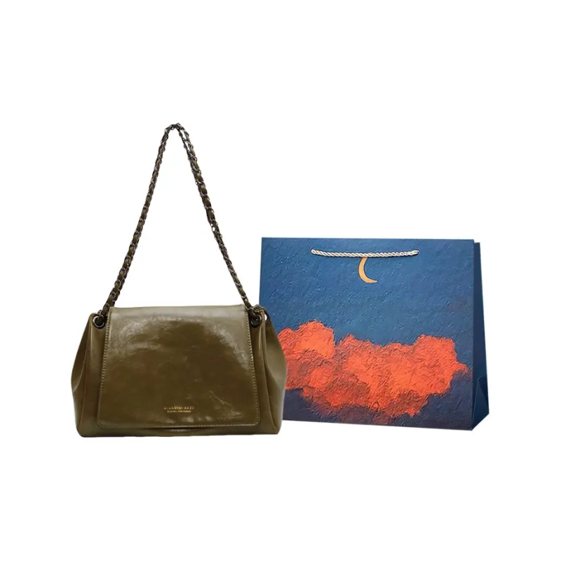 Elsvet PU Shoulder Bag Women's Light Brown/Black/Green-7