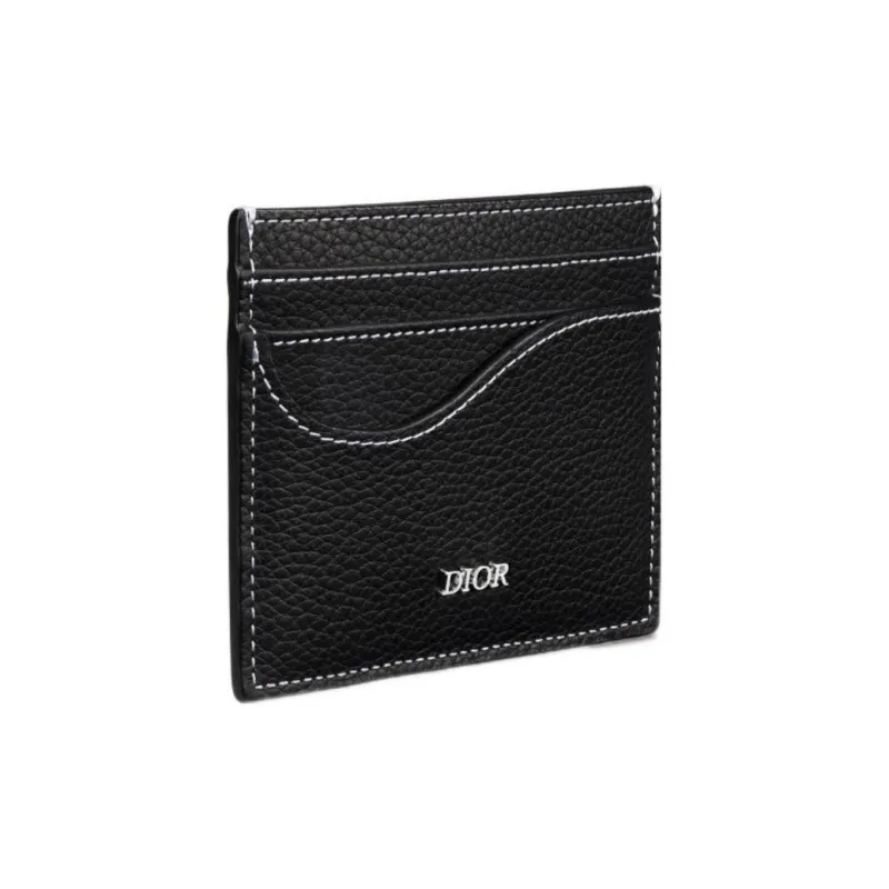 DIOR Grained Calfskin Saddle Card Holder Women's Black-1