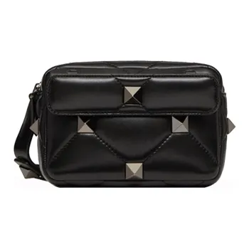 Valentino Roman Stud Quilting Soft Sheepskin Camera Bag, Shoulder Bag, Crossbody Bag Men's Black