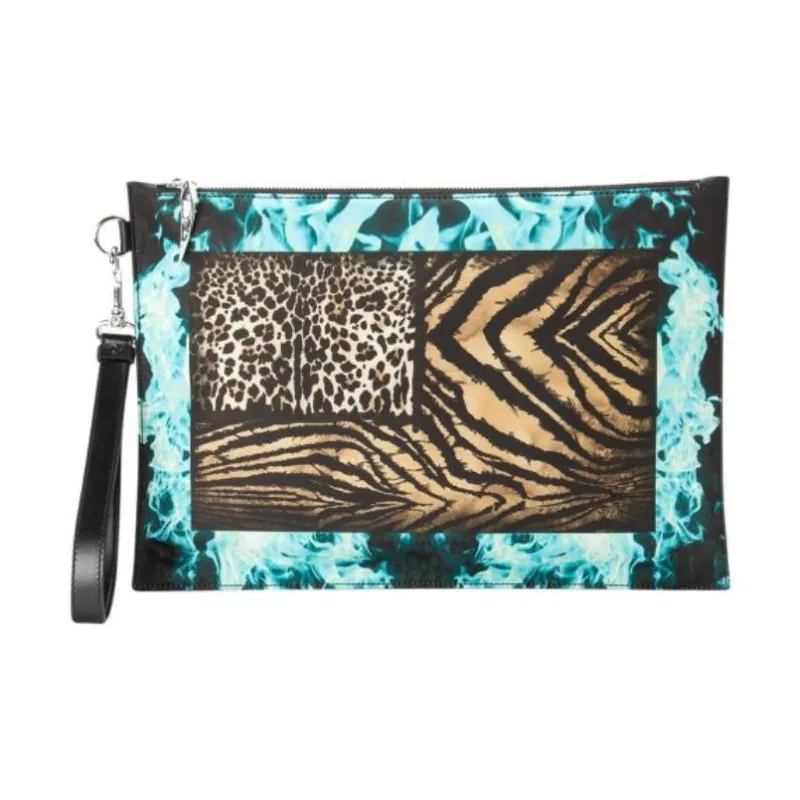 Roberto Cavalli Calfskin Clutch Men's Multicolor-0
