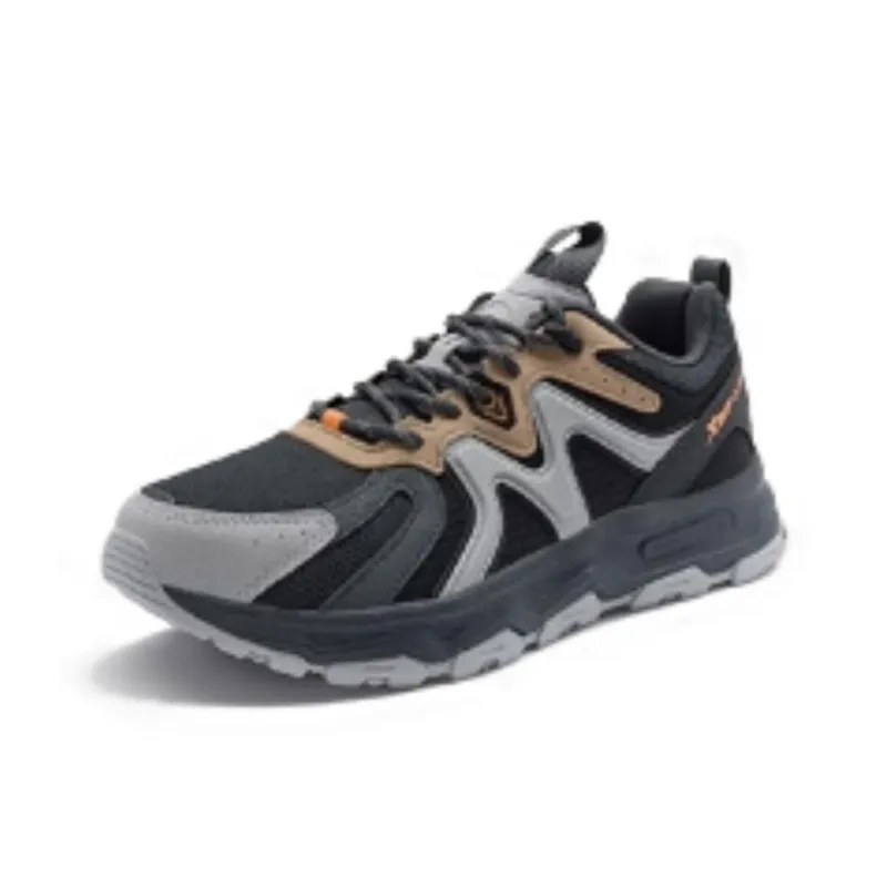 XTEP Anti Slip Wear Resistant Low Top Hiking Shoes Men's Black/Honey Tea Brown-5