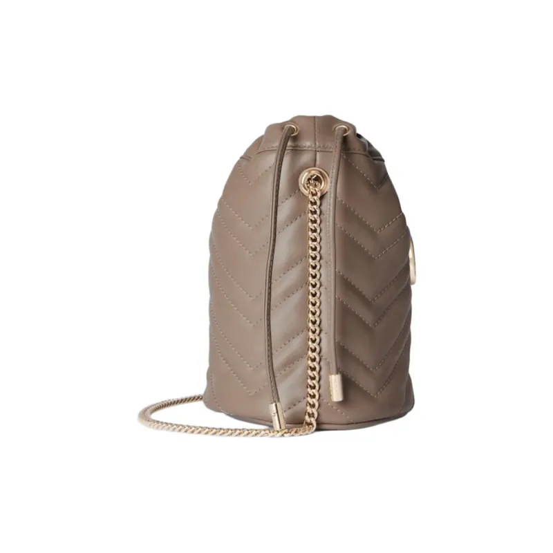 GUCCI GG Marmont Leather Bucket Bags Shoulder Bags Mini Women's Taupe-1