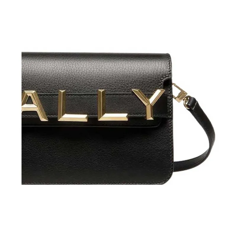 BALLY Cow Leather Square Bag Shoulder Bag Crossbody Bag Women's Black-4