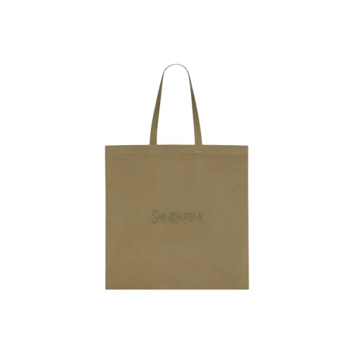 SAINT LAURENT Cotton Tote Bag Handbag Shoulder Bag Large Size Women's Khaki