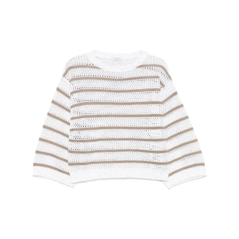 Brunello Cucinelli Dazzling Striped Net Jumper-0