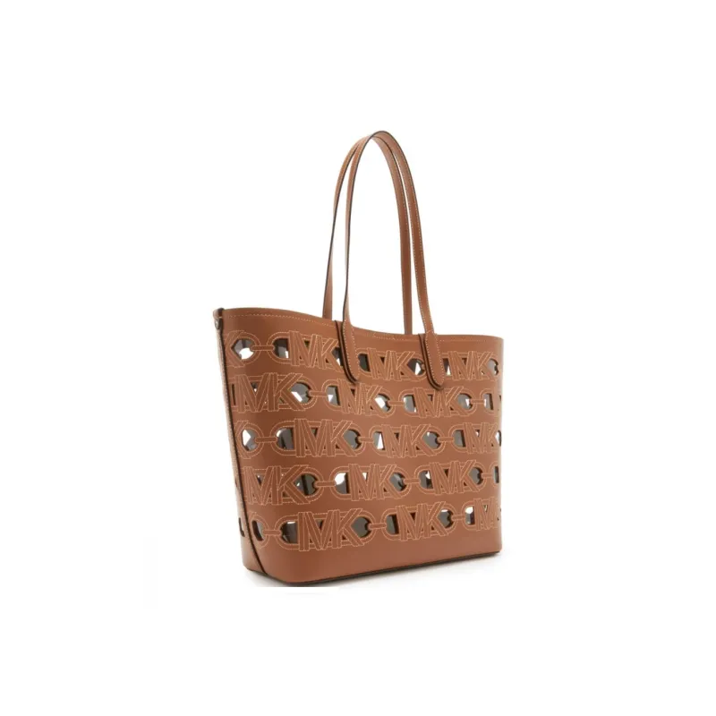 MICHAEL KORS Eliza Series Faux Leather Tote Bag Shopping Bag Handbag Shoulder Bag Large Size Women's Brown-1