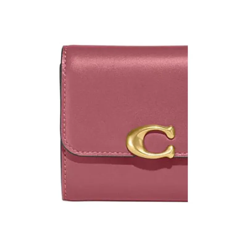 COACH Bandit Cow Leather Card Holders Coin Purses Wallets Women's Rogue Red-3