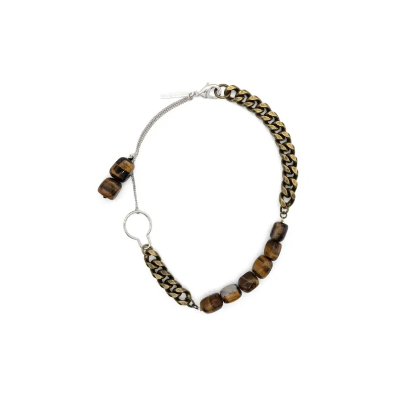 DRIES VAN NOTEN Brass, Tiger's Eye Stone Necklaces Men's Gold-1
