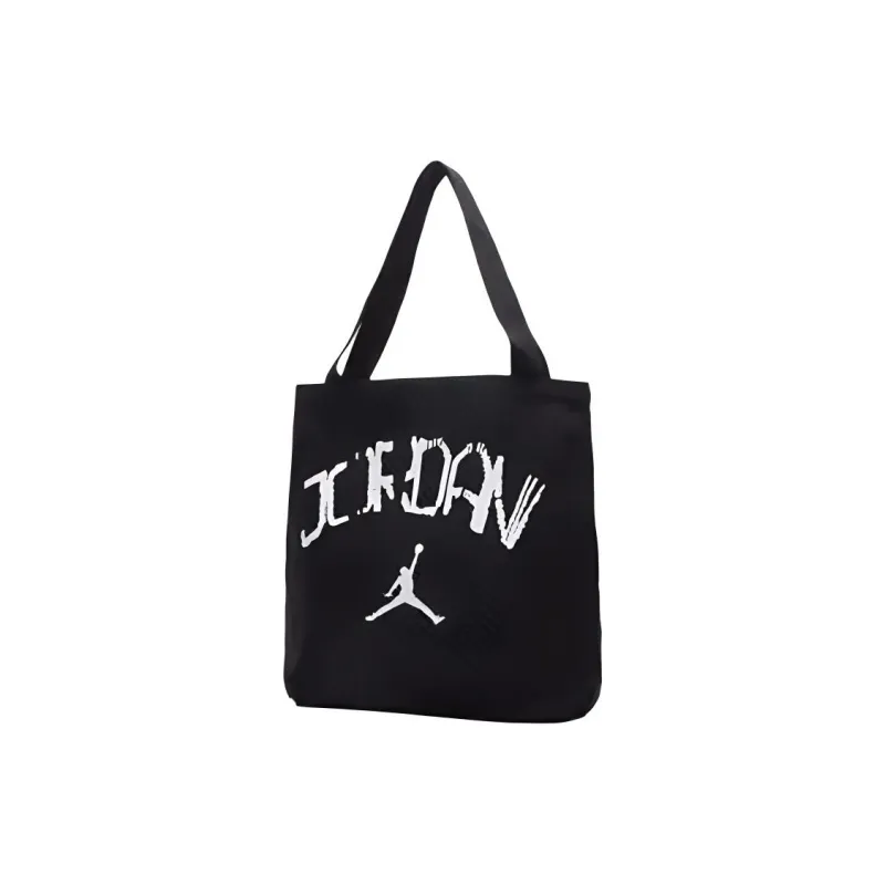 Jordan Cotton Tote Bag Shopping Bag Shoulder Bags Medium Size Unisex Black-1