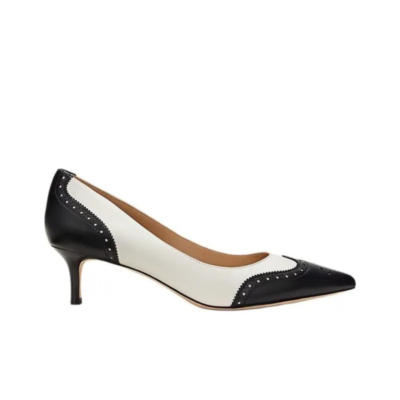 LAUREN RALPH LAUREN Adrienne Slim Heel High Heels 5cm Women's Black White-1