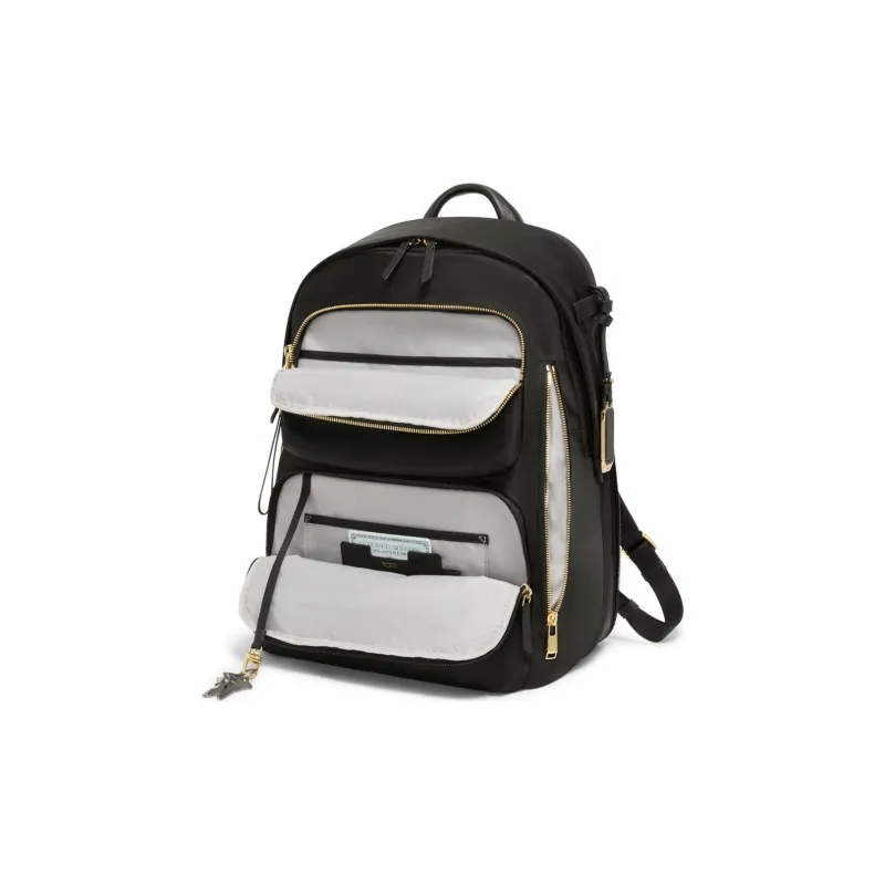 TUMI Voyageur Nylon Backpack Women's Black Gold Zipper-2
