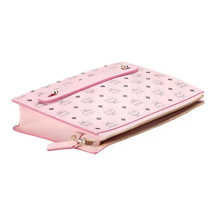 MCM Essential Visetos Origina Leather Crossbody Clutch Mini Women's Pink-3
