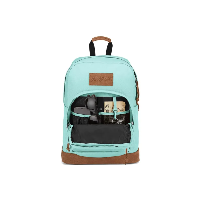JanSport Suede Leather Backpack Unisex Blue-4