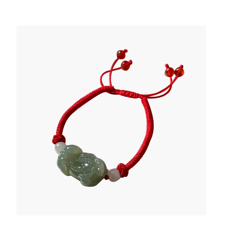 Cuiya Golden Building Hetian Jade Bracelets Pale Greenish-White Jade Unisex-7