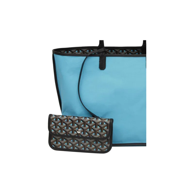GOYARD Saint Louis Canvas With Calfskin Combo Bag Tote Bag Shopping Bag Shoulder Bag Handbag Women's Turquoise-3