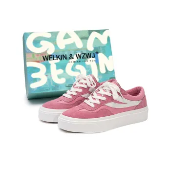 WELKIN&WZWJ Gift Box Set Low Top Skateboard Shoes Women's Pink White