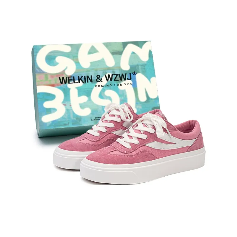 WELKIN&WZWJ Gift Box Set Low-Top Skateboard Shoes Women's Pink White-0