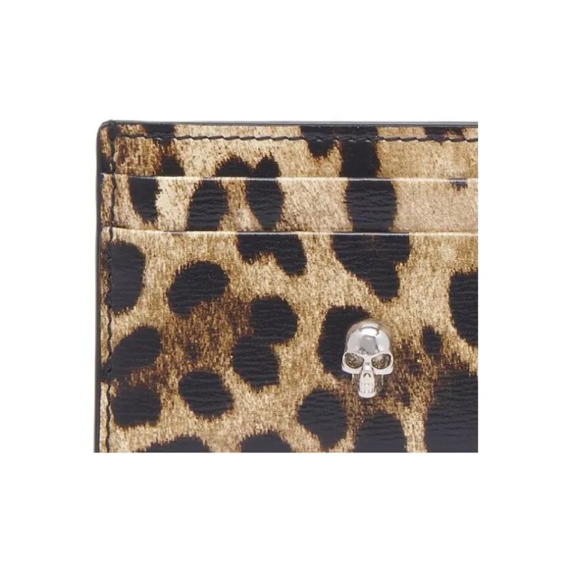 Alexander McQueen Leopard Printed Skull Plaque Card Case-4