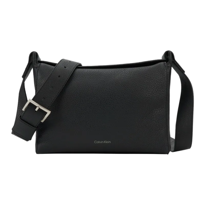 CALVIN KLEIN SS25 Cow Leather Crossbody Bag Men's Space Black-0