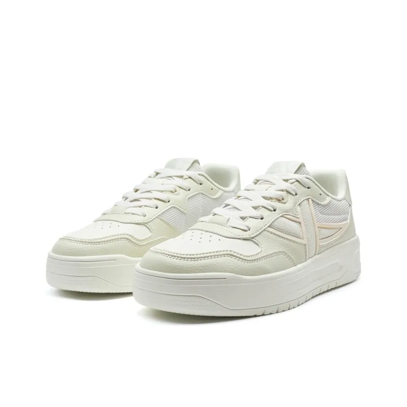 XTEP Air Force One Lightweight Slip-Resistant Coverage Low-Top Skateboard Shoes Women's White Green Apricot-2