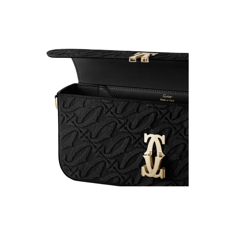 CARTIER Calfskin Crossbody Bag Shoulder Bag Women's Black-1