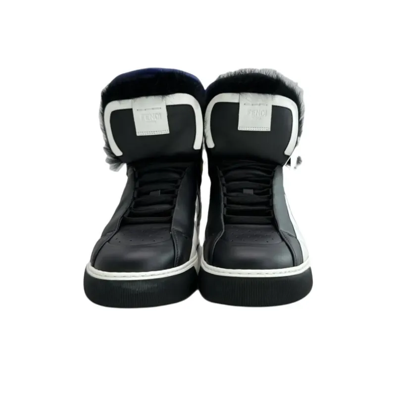 FENDI Red Eye High Top Skateboard Shoes Men's Black White Yellow-2