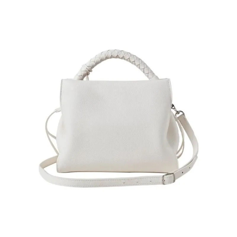 Mulberry Grained Cow Leather Shoulder Bag Crossbody Bag Handbag Small Size Women's White-2