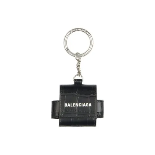 Balenciaga Cash Cow Leather Earphone Case Large Men's Black