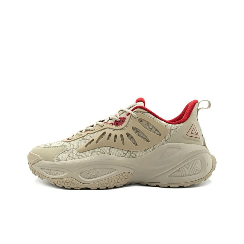 PEAK Cushioning Wear-Resistant Low-Top Chunky Sneakers Men's Beige Gray-0