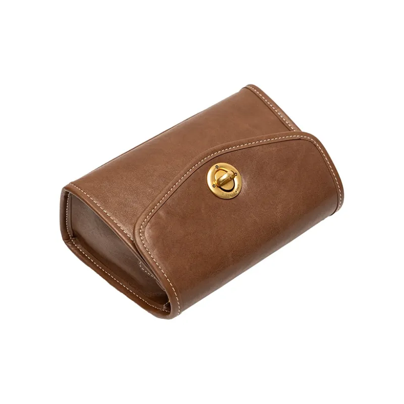 OMI Top Grain Cow Leather Crossbody Bag Women's Pitch Black/Dark Brown/Khaki Brown-8