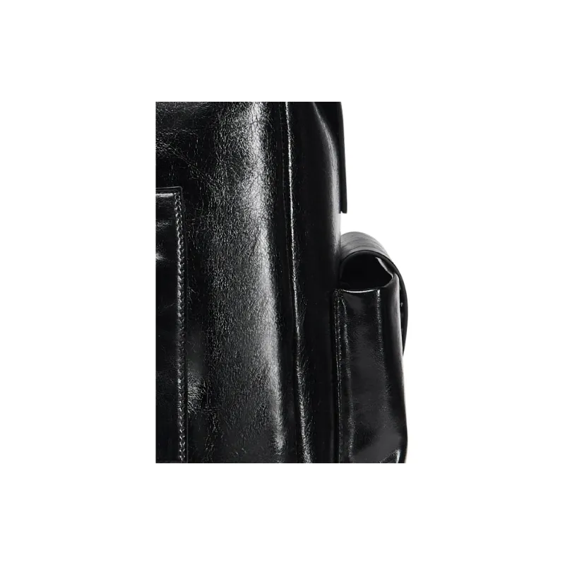 DOSORDONTS Cow Leather Crossbody Bag Large Size Unisex Black-4
