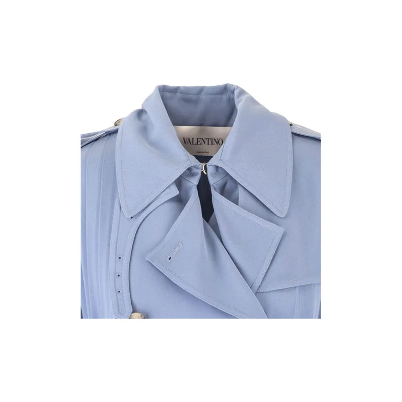 Valentino Trench Coats Women's Blue-4