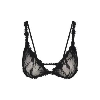 SKIMS Valentine's Day Collection SS25 STRETCH LACE TRIANGLE BRALETTE Bra Women's Soot/Coal Smoke