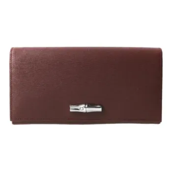 LONGCHAMP Calfskin Wallet Unisex Red