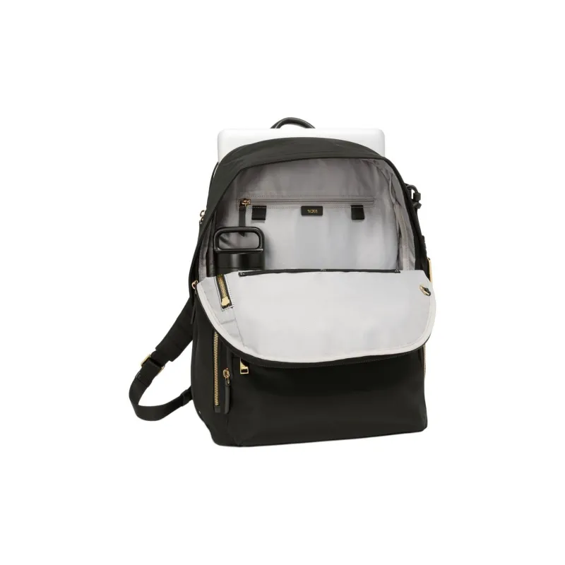 TUMI Voyageur Nylon Backpack Women's Black Gold Zipper-3