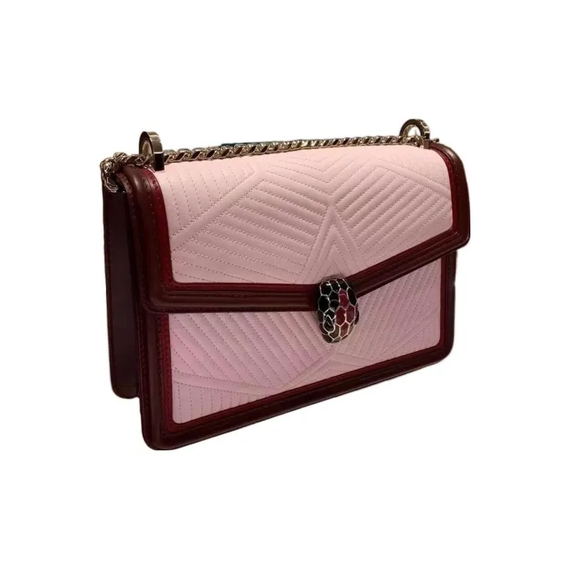 BVLGARI Serpenti Diamond Blast Calfskin Crossbody Bag Shoulder Bag Small Size Women's Rose-2