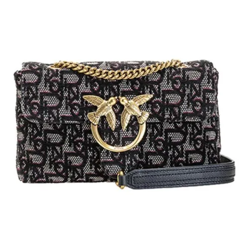 PINKO Puff Calfskin Flying Bird Bag Swan Bag Shoulder Bag Crossbody Bag Medium Size Women's Black