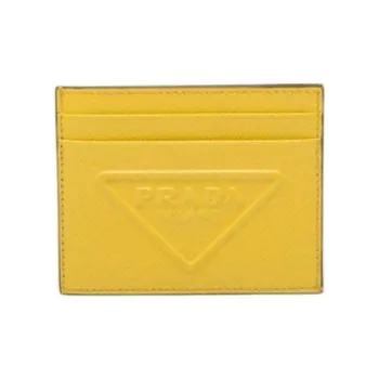PRADA Leather Card Holder Women's Yellow