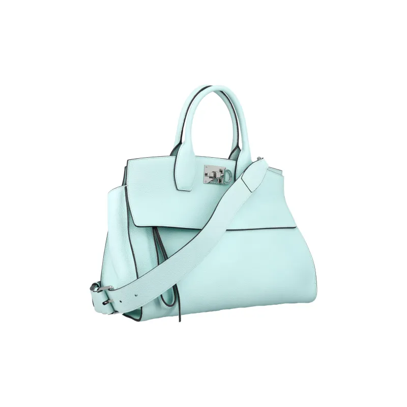 FERRAGAMO Studio Calfskin One Shoulder Handbag Large Size Women's Blue-1